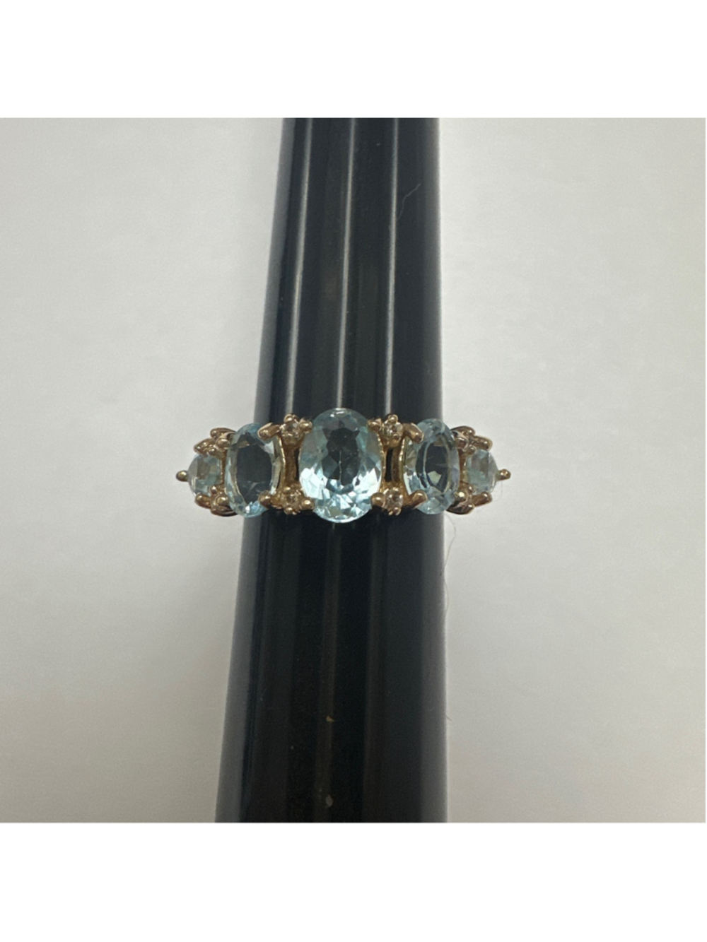 Women's Blue Topaz .925 Sterling Silver Gold Plated Five-Stone Ring Size 5